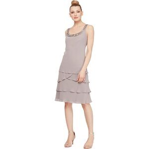 SLNY Tiered Dress Size 8 Petite NEW no tags